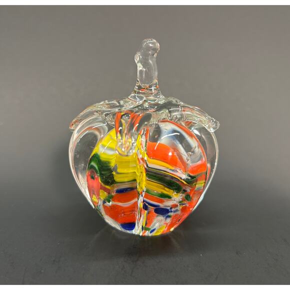 Art Glass Paperweights, Harvest Theme Confetti and Crimson, VTG Japan Lot of 2 - Picture 3 of 9